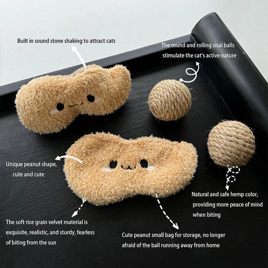 Creative Funny Cat Sisal Ball Peanut Toys Teaser