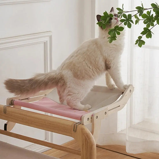 Hanging Cat Hammock Strong Load Bearing Wooden Comfortable Kitten Wall