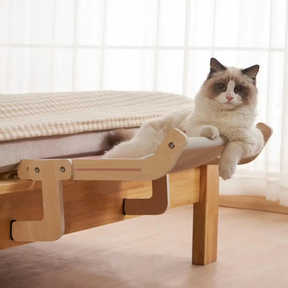 Hanging Cat Hammock Strong Load Bearing Wooden Comfortable Kitten Wall