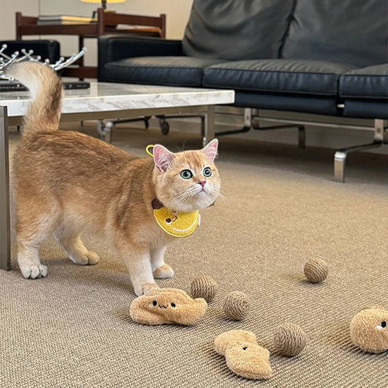 Creative Funny Cat Sisal Ball Peanut Toys Teaser