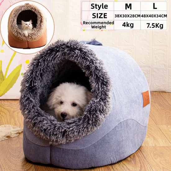 Pets bearer's nest Plush Bed Semi-Enclosed  Basket Soft Kennel