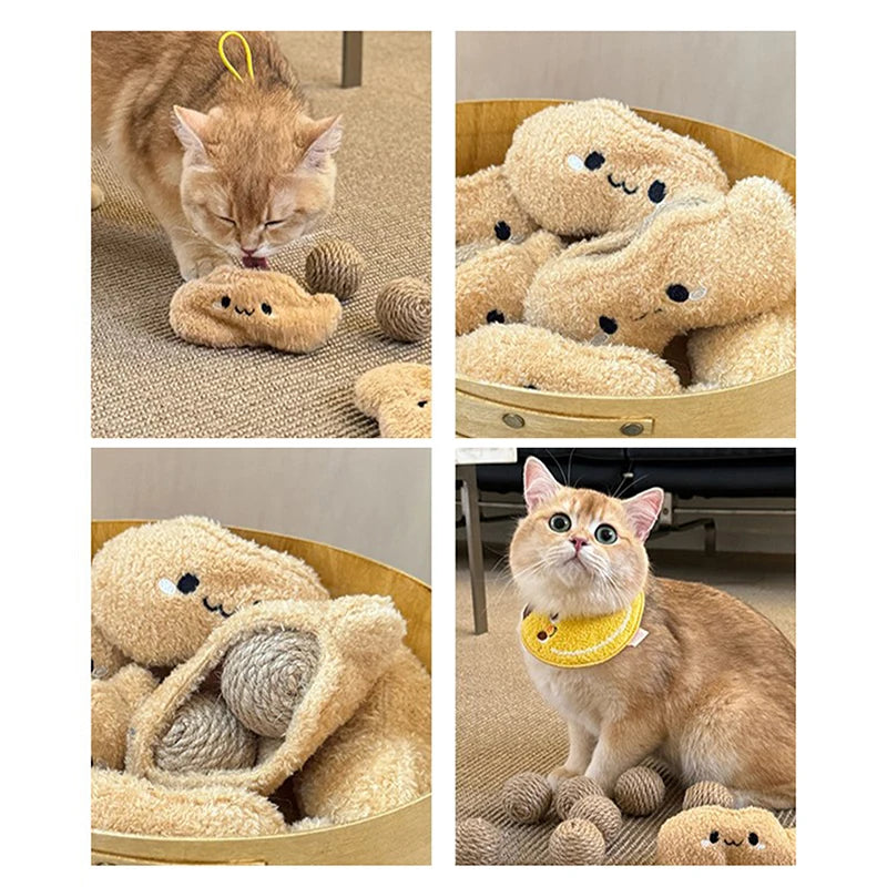 Creative Funny Cat Sisal Ball Peanut Toys Teaser