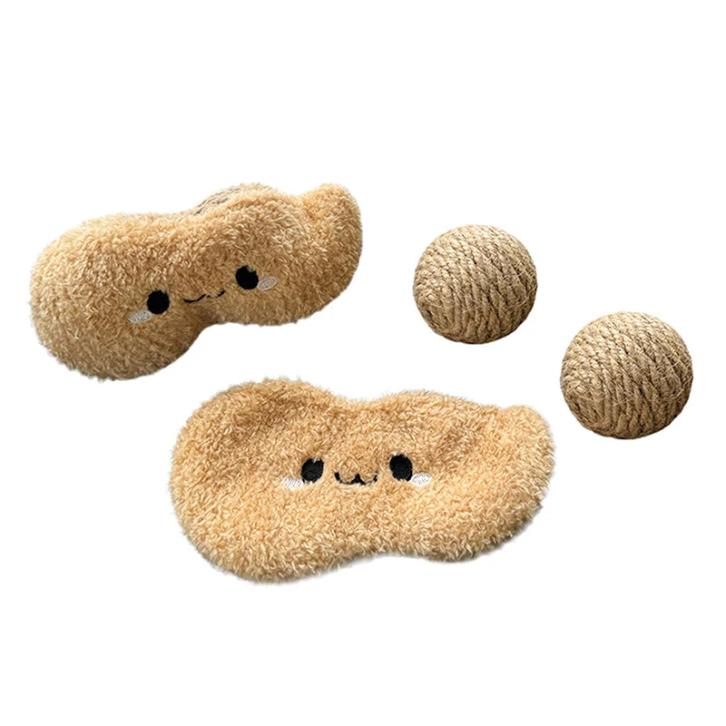 Creative Funny Cat Sisal Ball Peanut Toys Teaser