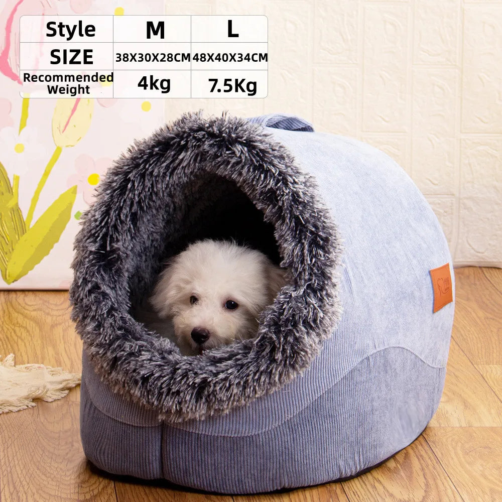 Pets bearer's nest Plush Bed Semi-Enclosed  Basket Soft Kennel