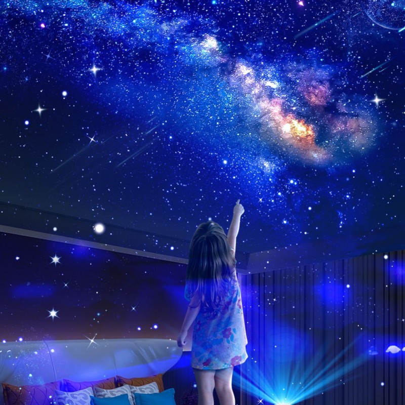 a kid point to the starry sky